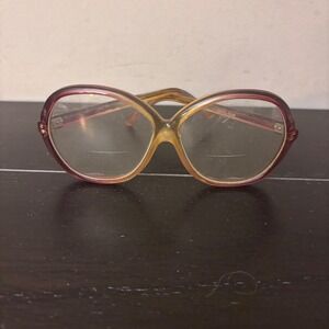Diane von Furstenberg Vintage Oversized Butterfly Eyeglass Frames Purple Amber